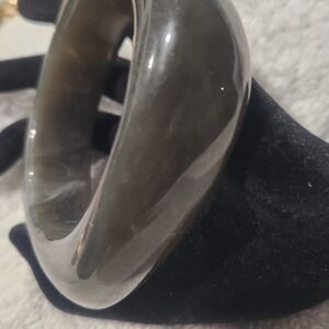 Vintage Smoky Grey Translucent Resin Chunky Square Bangle Bracelet Statement